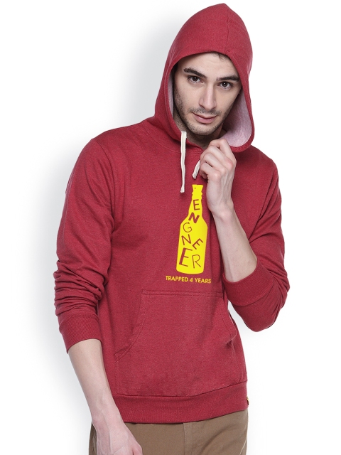 

Campus Sutra Maroon Hooded Sweatshirt