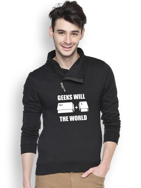 

Campus Sutra Black Printed Sweatshirt