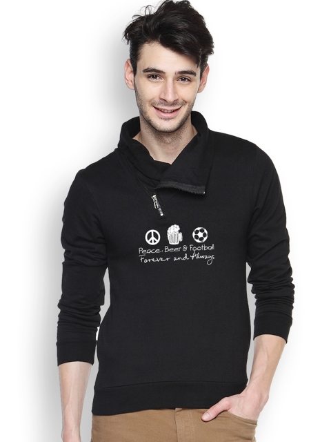 

Campus Sutra Black Printed Sweatshirt
