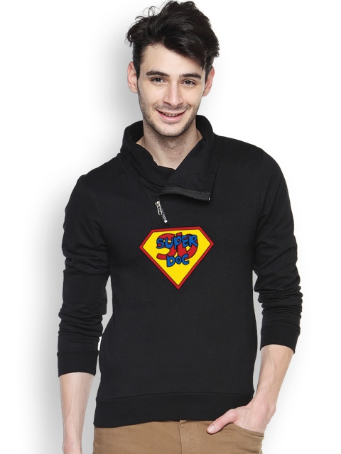 

Campus Sutra Black Printed Sweatshirt