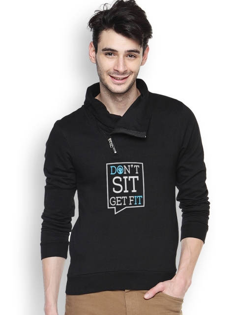 

Campus Sutra Black Printed Sweatshirt
