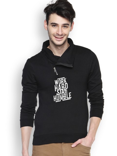 

Campus Sutra Black Printed Sweatshirt