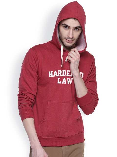 

Campus Sutra Maroon Hooded Sweatshirt