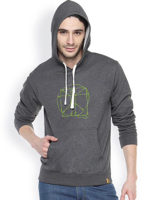 

Campus Sutra Grey Hooded Sweatshirt