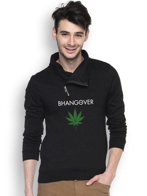 

Campus Sutra Black Printed Sweatshirt