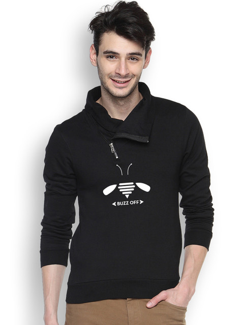 

Campus Sutra Black Printed Sweatshirt
