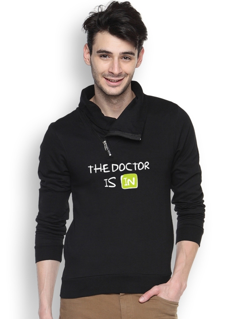 

Campus Sutra Black Printed Sweatshirt