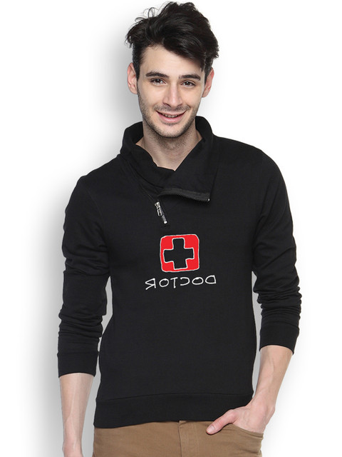 

Campus Sutra Black Printed Sweatshirt