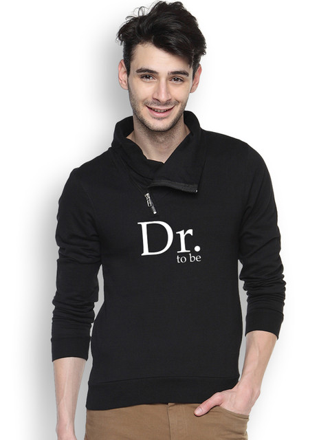 

Campus Sutra Black Printed Sweatshirt