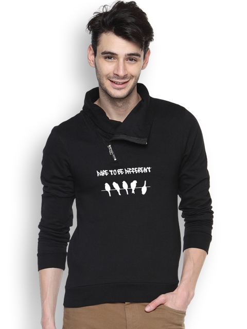 

Campus Sutra Black Printed Sweatshirt