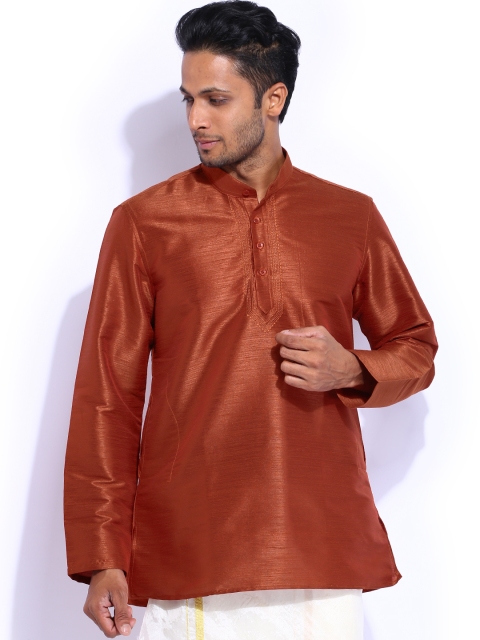 

Mangalyam British Club Rust Orange Silk Kurta