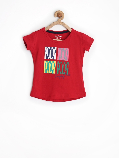 

GJ UNLTD JEANS by Gini & Jony Girls Red Printed T-shirt