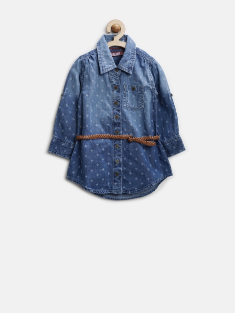 

GJ Unltd Jeans by Gini and Jony Girls Blue Embroidered Denim Shirt Dress