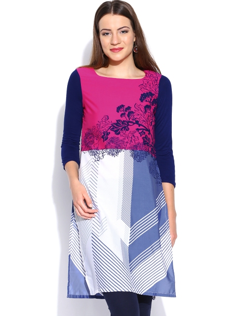 

W Pink & Blue Printed Kurta