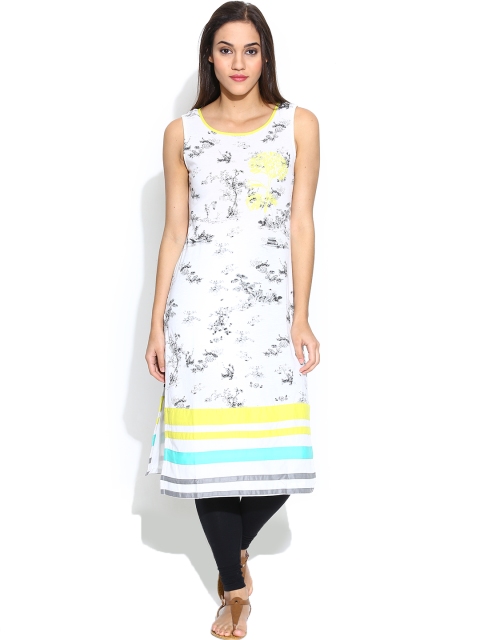

W Off-White Printed Kurta
