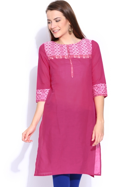 

Aurelia Pink Kurta with Dobby Woven Design