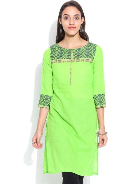 

Aurelia Green Kurta with Woven Pattern