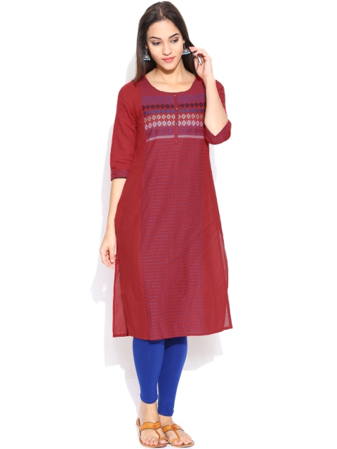 

Aurelia Red Kurta with Woven Design