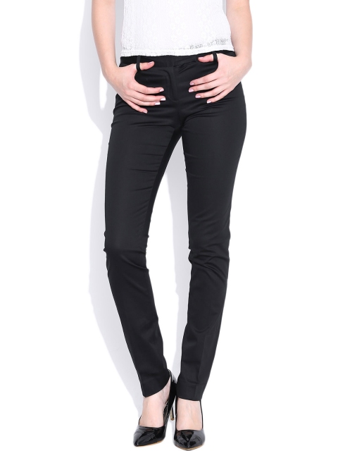 

Wills Lifestyle Black Slim Formal Trousers