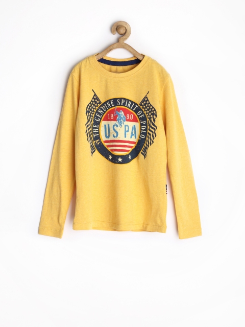 

U.S. Polo Assn. Kids Boys Mustard Yellow Printed T-shirt