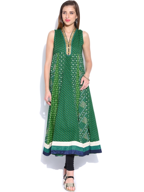 

Vishudh Green Printed Anarkali Kurta