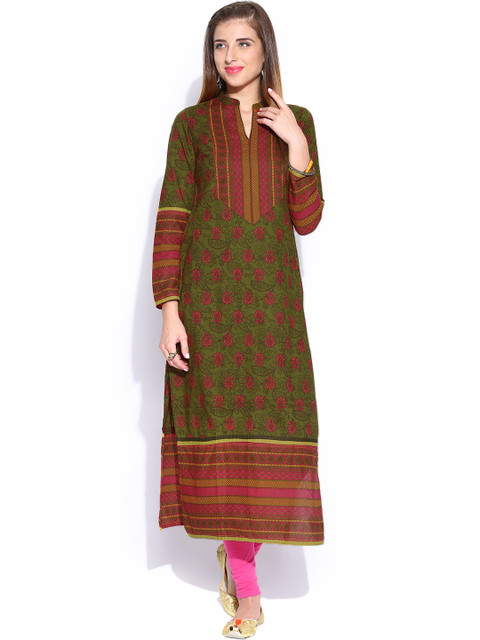 

Vishudh Green Floral Print Kurta