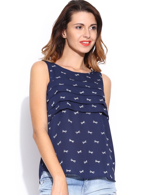 

ONLY Navy Printed Top, Navy blue