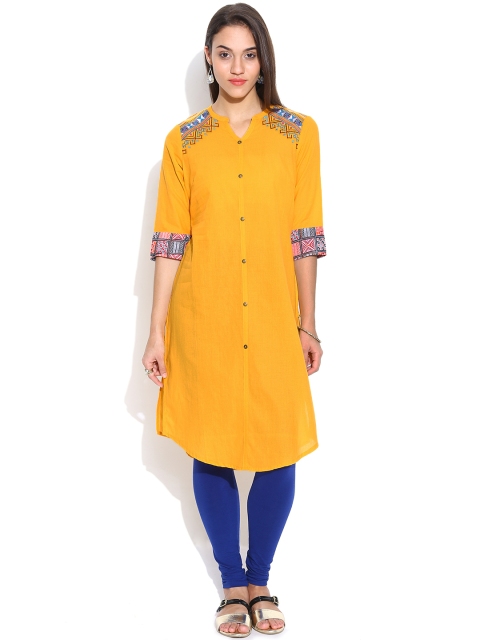 

Aurelia Yellow Embroidered Kurta
