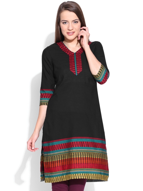 

Aurelia Black Woven Design Kurta