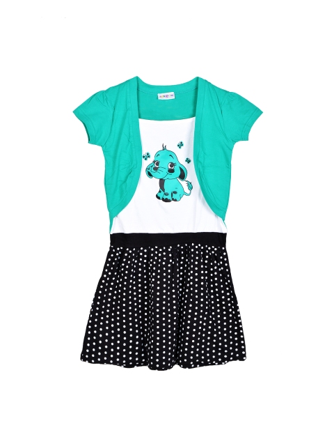 

Lil Orchids Girls Green & Black Printed A-Line Dress