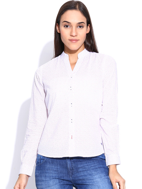

American Swan White Printed Shirt
