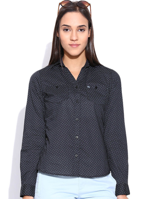 

American Swan Navy Printed Shirt, Navy blue