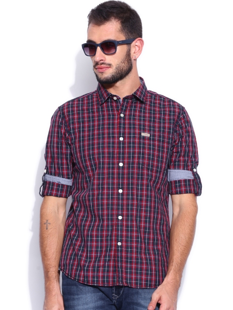 

Flying Machine Red & Navy Checked Casual Shirt