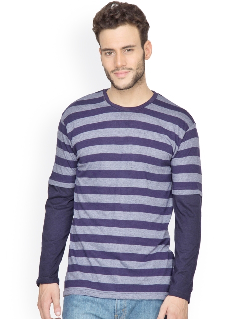 

Hypernation Blue & Grey Striped T-shirt