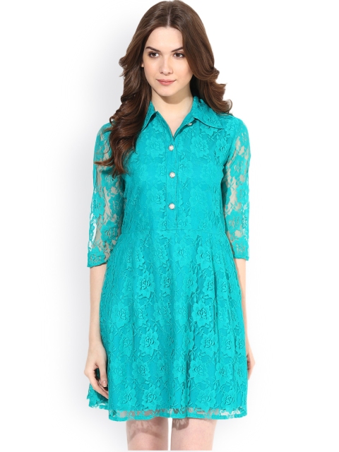 

Abiti Bella Sea Green Lace Fit & Flare Dress