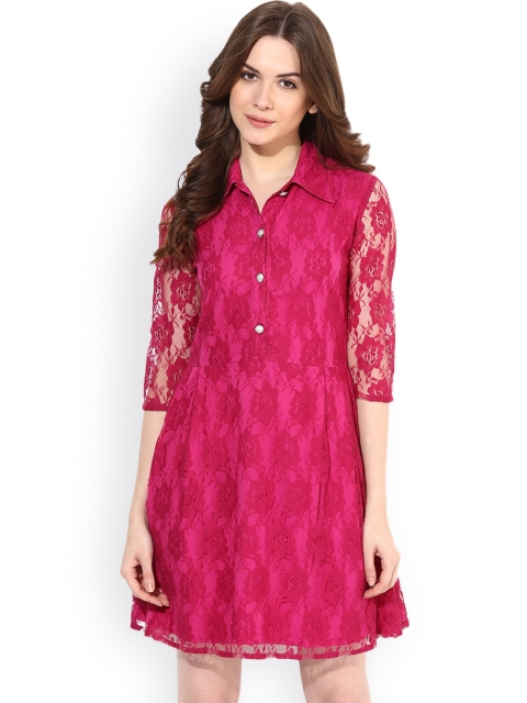 

Abiti Bella Pink Lace Fit & Flare Dress