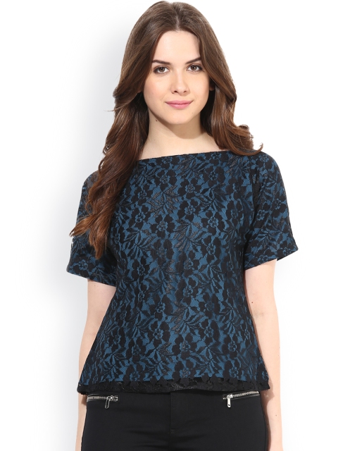 

Abiti Bella Blue & Black Lace Top