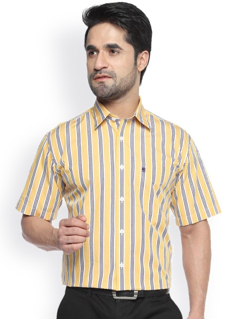 

Balista Yellow & Black Striped Classic Fit Formal Shirt