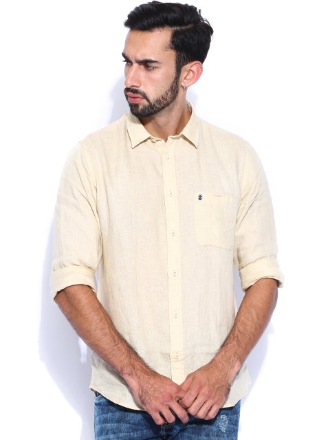 

IZOD Beige Slim Fit Linen Casual Shirt