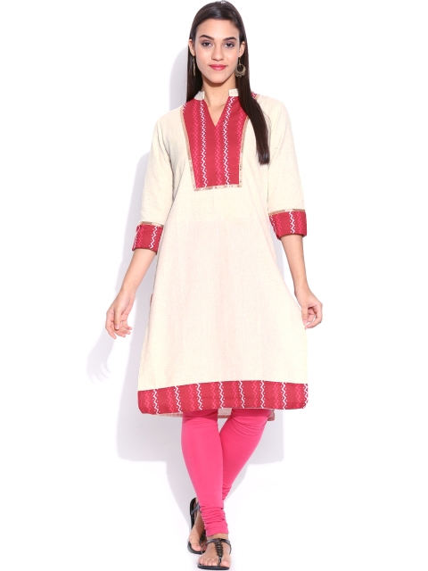 

Jaipur Kurti Cream-Coloured Kurta