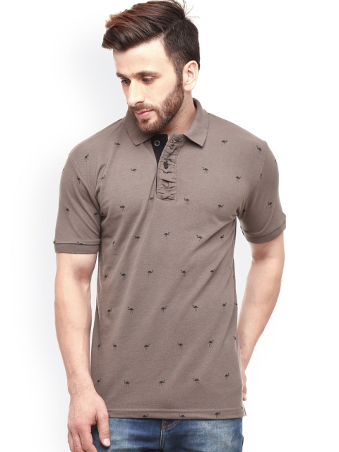 

GRITSTONES Grey Printed Polo T-shirt