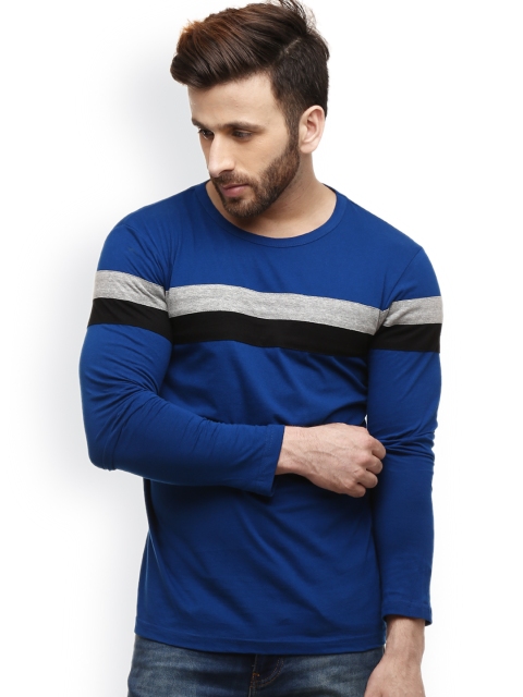 Blue Solid Round Neck T-Shirt