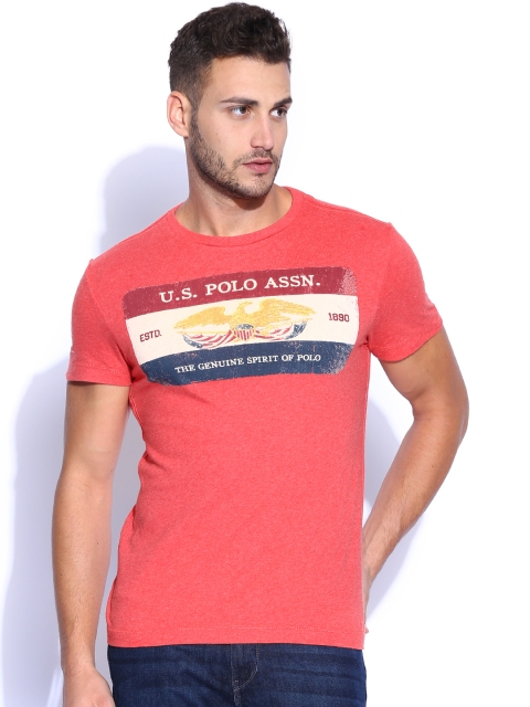 

U.S. Polo Assn. Red Melange Pure Cotton T-shirt