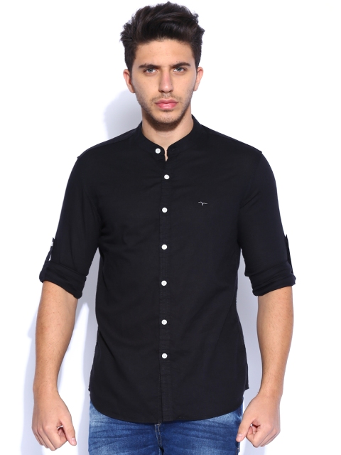 

Flying Machine Black Linen Casual Shirt