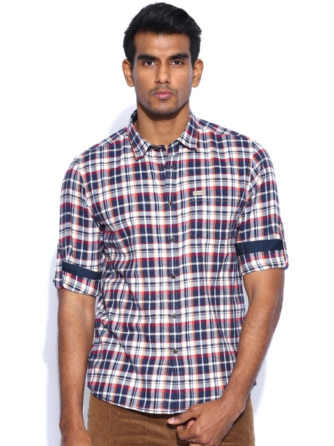 

Flying Machine Blue & White Checked Casual Shirt