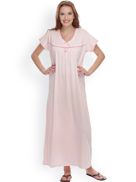 

Clovia Pink Printed Nightgown NS0398P22