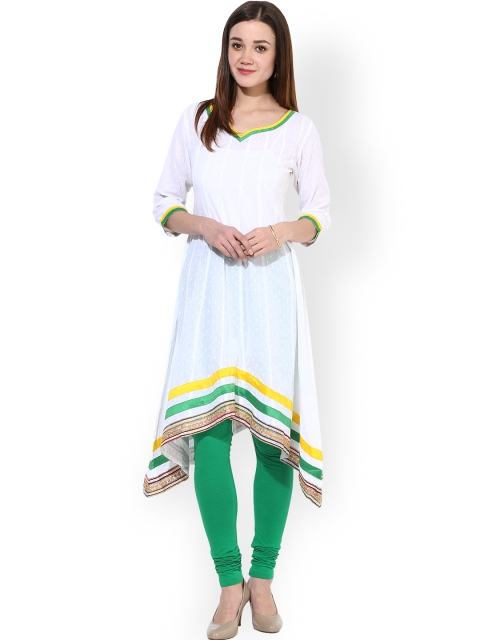 

Nayo Women White Asymmetric A-Line Kurta