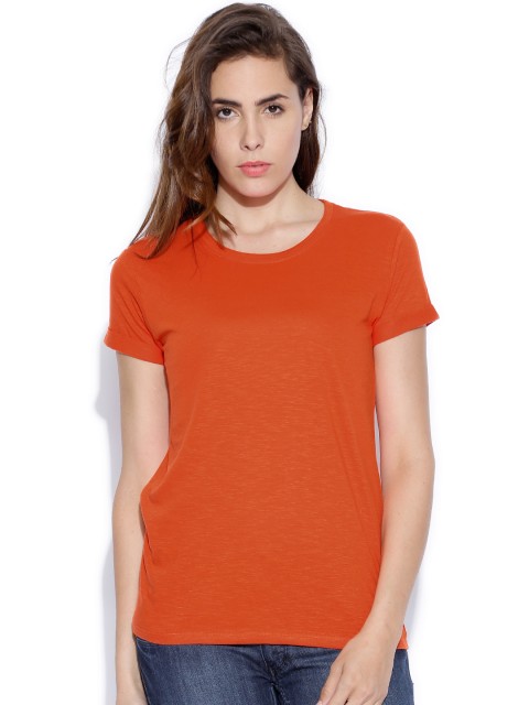 

Tokyo Talkies Orange Pure Cotton T-shirt