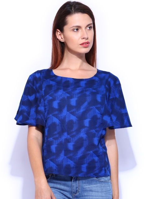 

Tokyo Talkies Blue Printed Pure Cotton Top