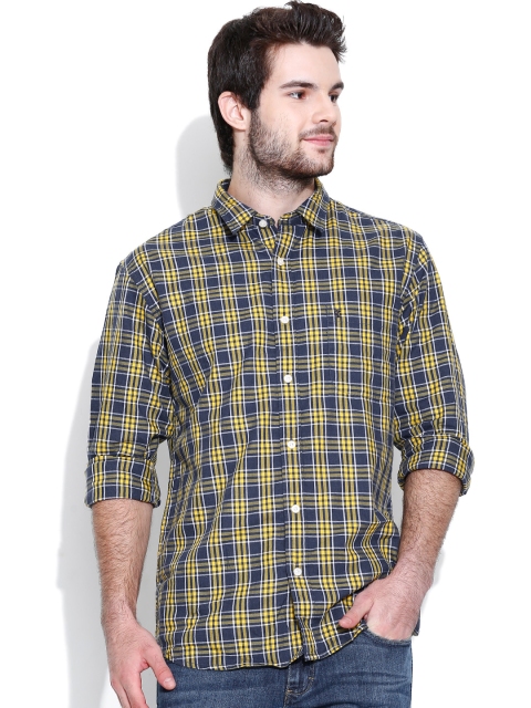 

IZOD Blue & Yellow Checked Victor Slim Fit Casual Shirt